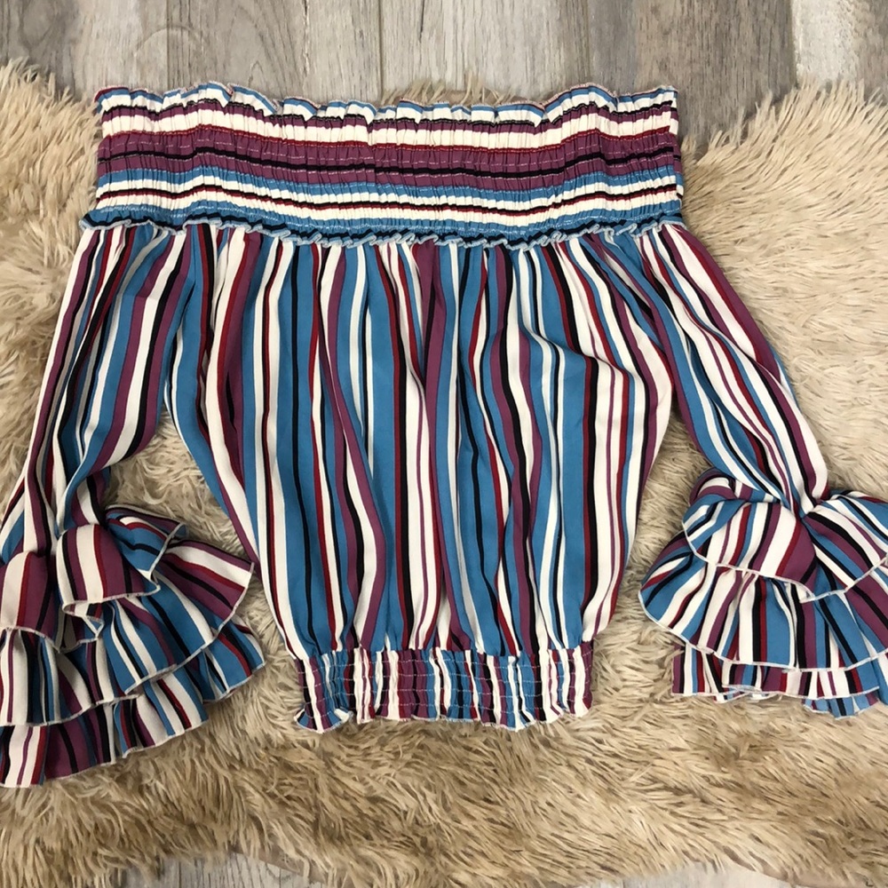 Rouched off the shoulder top